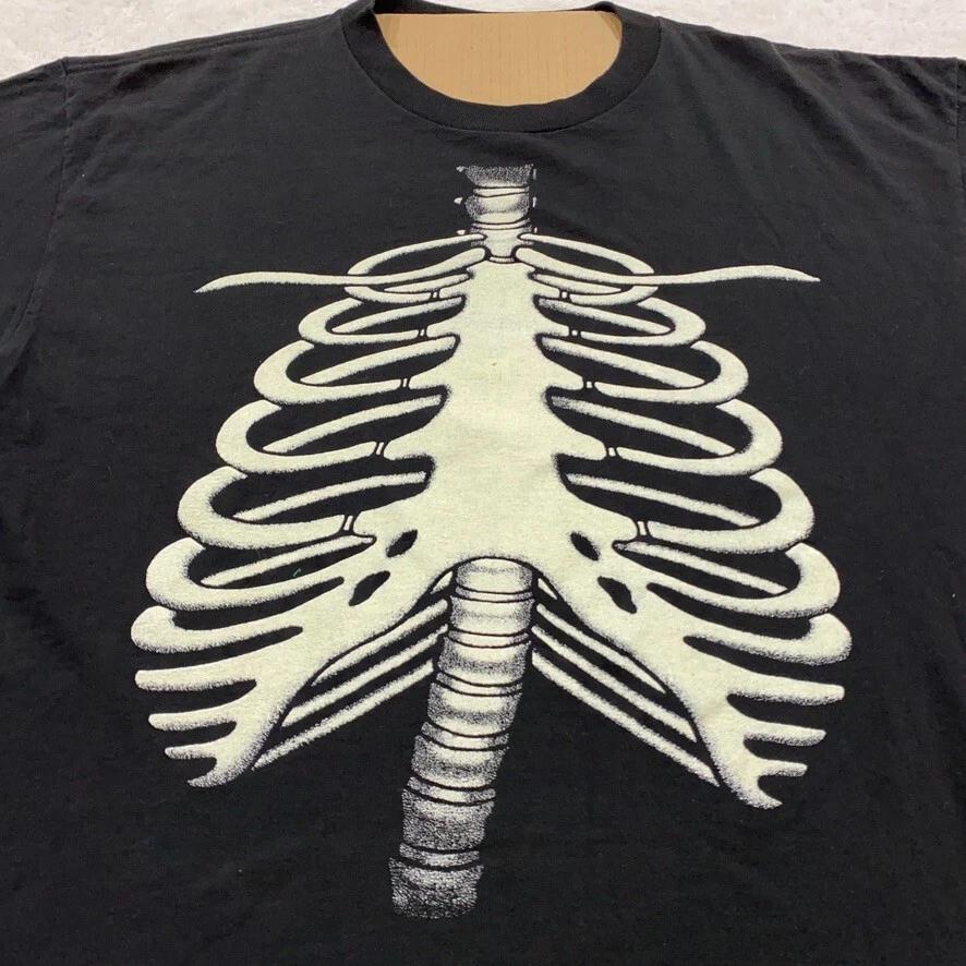vtg 90s GLOW IN THE DARK SKELETON RIB CAGE T-Shirt XL single stitch halloween 2XL
vtg 90s GLOW IN THE DARK SKELETON RIB CAGE T-Shirt XL single stitch halloween 2XL