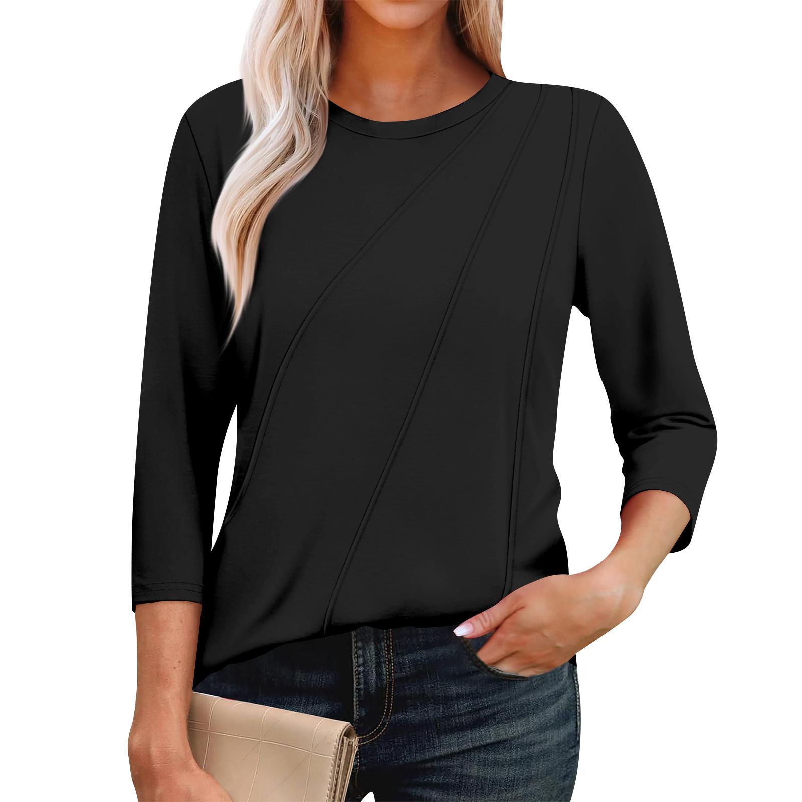 Женская мода повседневные топы с рукавом 3/4 плиссированные модные топы футболки L чёрный
Женская мода повседневные топы с рукавом 3/4 плиссированные модные топы футболки L чёрный