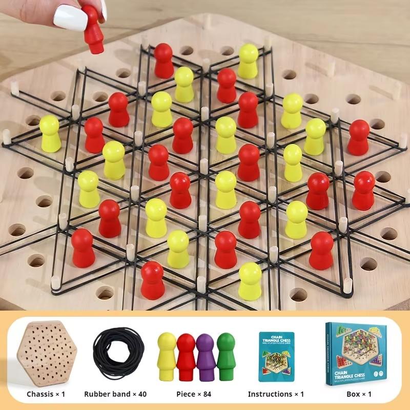 4 Player New Chain Triangle Chess Puzzle Game Geometry Chess Rubber Band Training Family Interaction Exercise Thinking Toys Gift
4 Player New Chain Triangle Chess Puzzle Game Geometry Chess Rubber Band Training Family Interaction Exercise Thinking Toys Gift