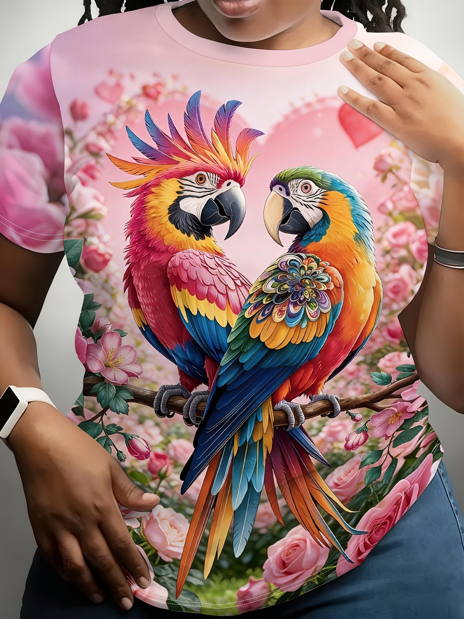 Women S T-Shirt with Colorful Parrot Print. Sweet And Romantic Style. Round Neck. Short Sleeves. Soft And Comfortable Fabric. Machine Washable. The Ro 3XL дубильна кора
Women S T-Shirt with Colorful Parrot Print. Sweet And Romantic Style. Round Neck. Short Sleeves. Soft And Comfortable Fabric. Machine Washable. The Ro 3XL дубильна кора