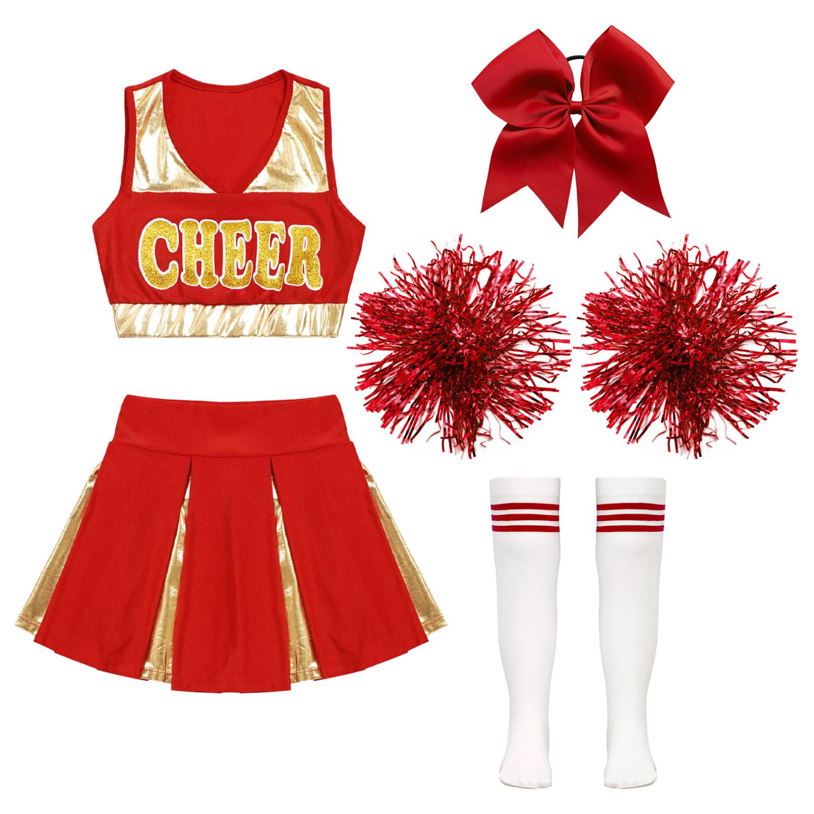 Дівчата Cheer Leader Хеллоуїн Уніформа Костюм старшої школи без рукавів укорочений топ зі плісированими спідницями Костюм для вболівальників
Дівчата Cheer Leader Хеллоуїн Уніформа Костюм старшої школи без рукавів укорочений топ зі плісированими спідницями Костюм для вболівальників