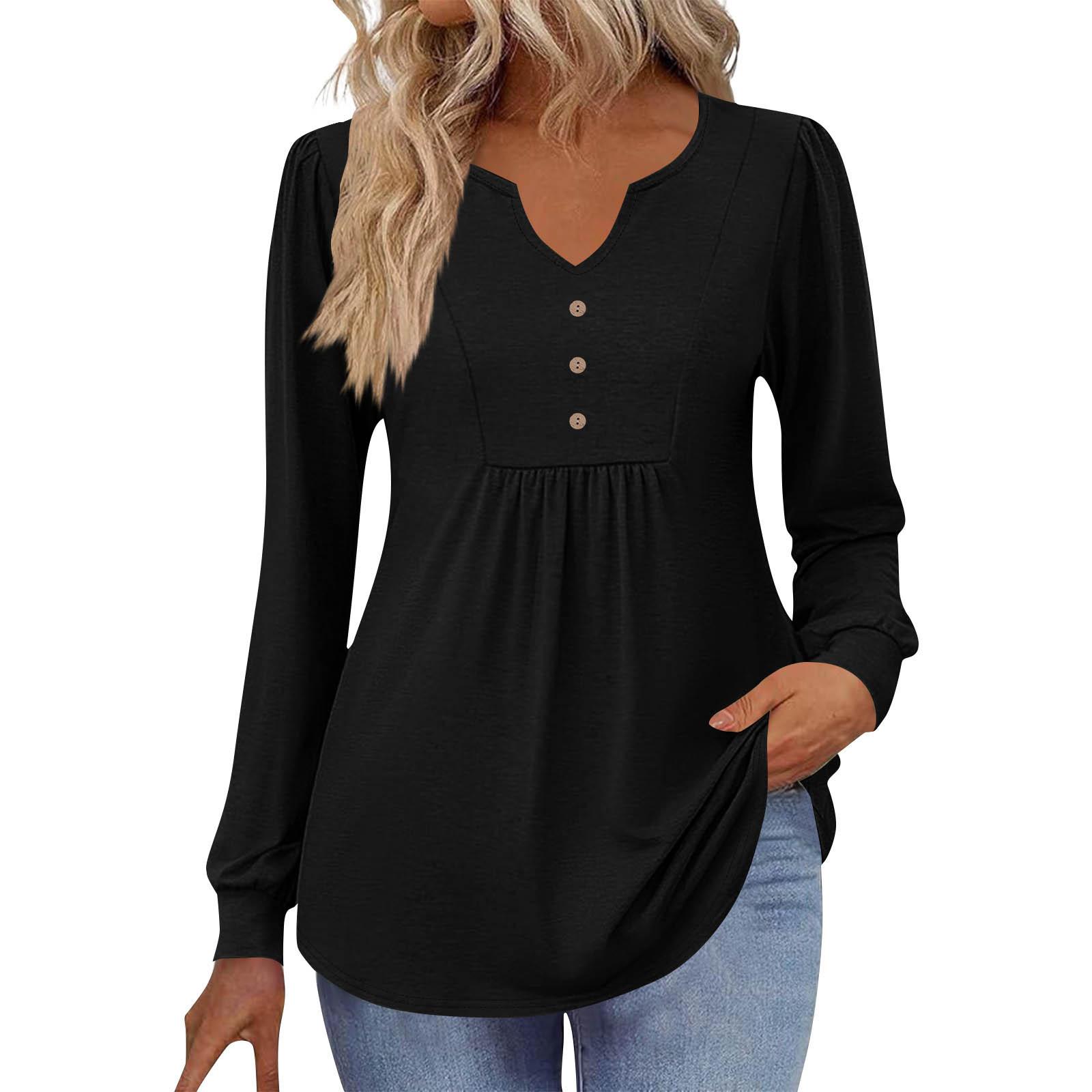 Women s Casual Solid Color Small V-Neck Loose Button Long Sleeve T-Shirt Top S чёрный
Women s Casual Solid Color Small V-Neck Loose Button Long Sleeve T-Shirt Top S чёрный
