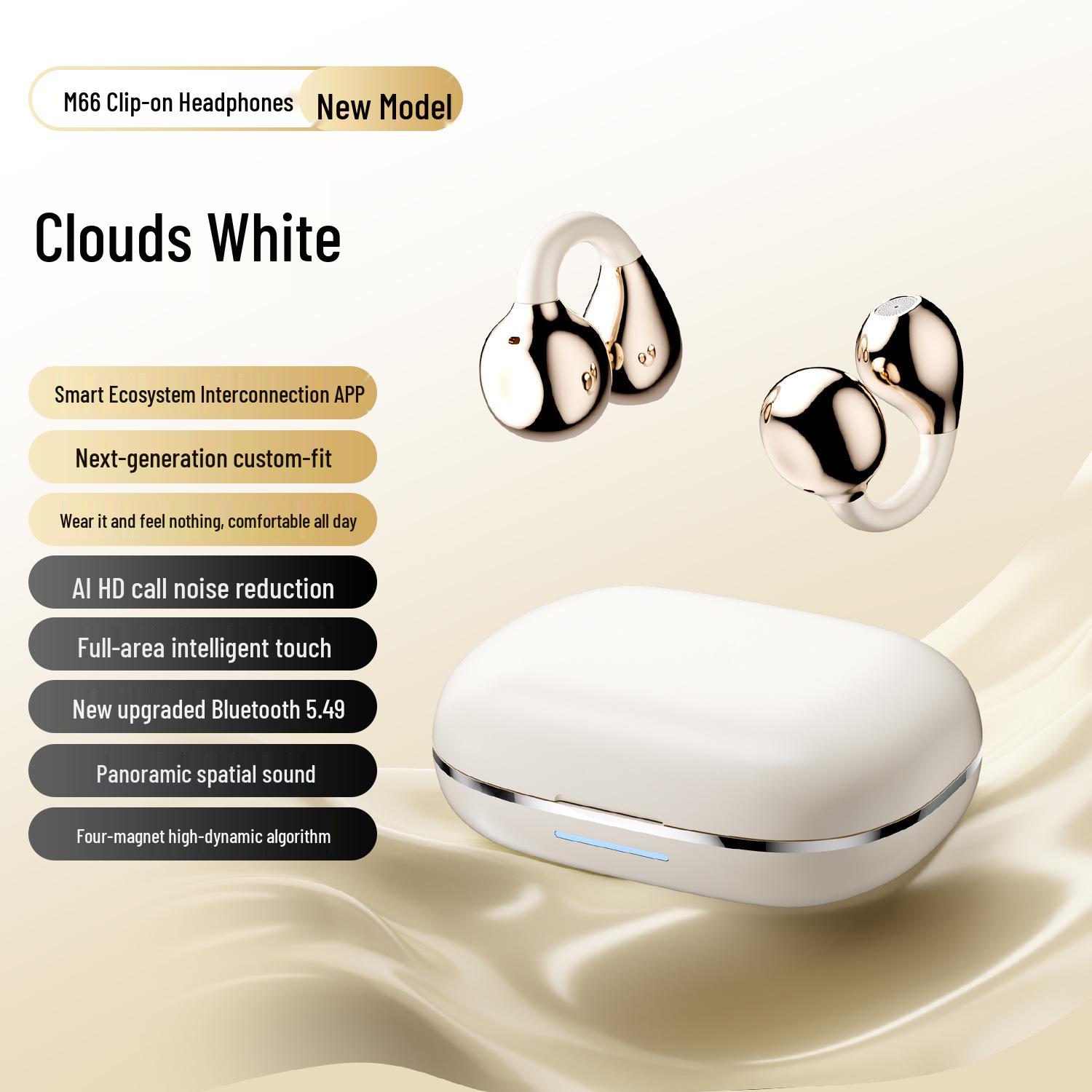 M66 Wireless Clip-On Noise-Canceling Bluetooth Headphones - Long Battery, Sports, Universal Fit
M66 Wireless Clip-On Noise-Canceling Bluetooth Headphones - Long Battery, Sports, Universal Fit