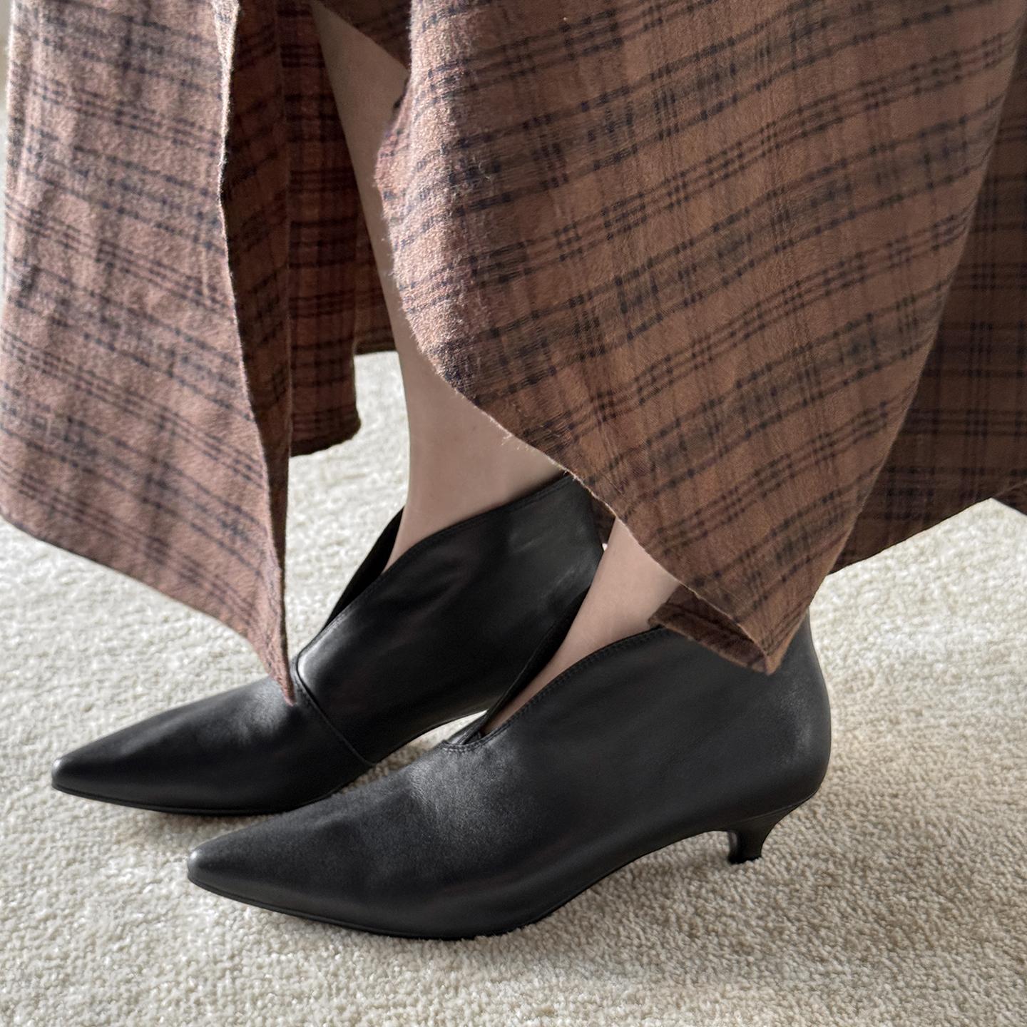 Мода 2025 НОВЫЕ Осенние Ботильоны Кожа Кид Замша Женская Обувь Острый Носок Тонкий Каблук Обувь Молния Модные Сапоги Сапоги на Высоком Каблуке 34 чёрный