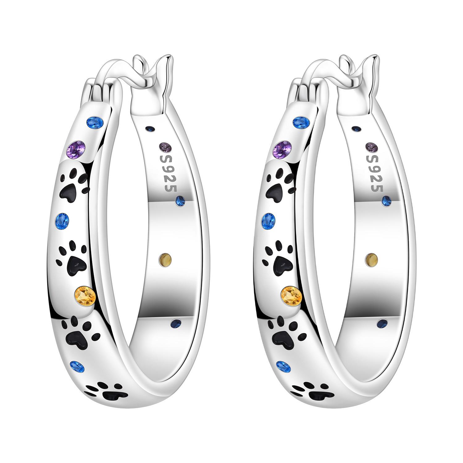 S925 Silver Animal Colored Paw Prints Earrings Hoop Earrings Women Jewelry Trendy Anniversary Gifts
S925 Silver Animal Colored Paw Prints Earrings Hoop Earrings Women Jewelry Trendy Anniversary Gifts