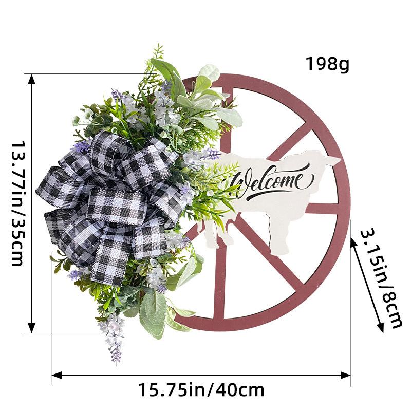 Венок в виде коровьего колеса, приветственный декоративный кулон, приветственный деревянный венок для двора
Венок в виде коровьего колеса, приветственный декоративный кулон, приветственный деревянный венок для двора