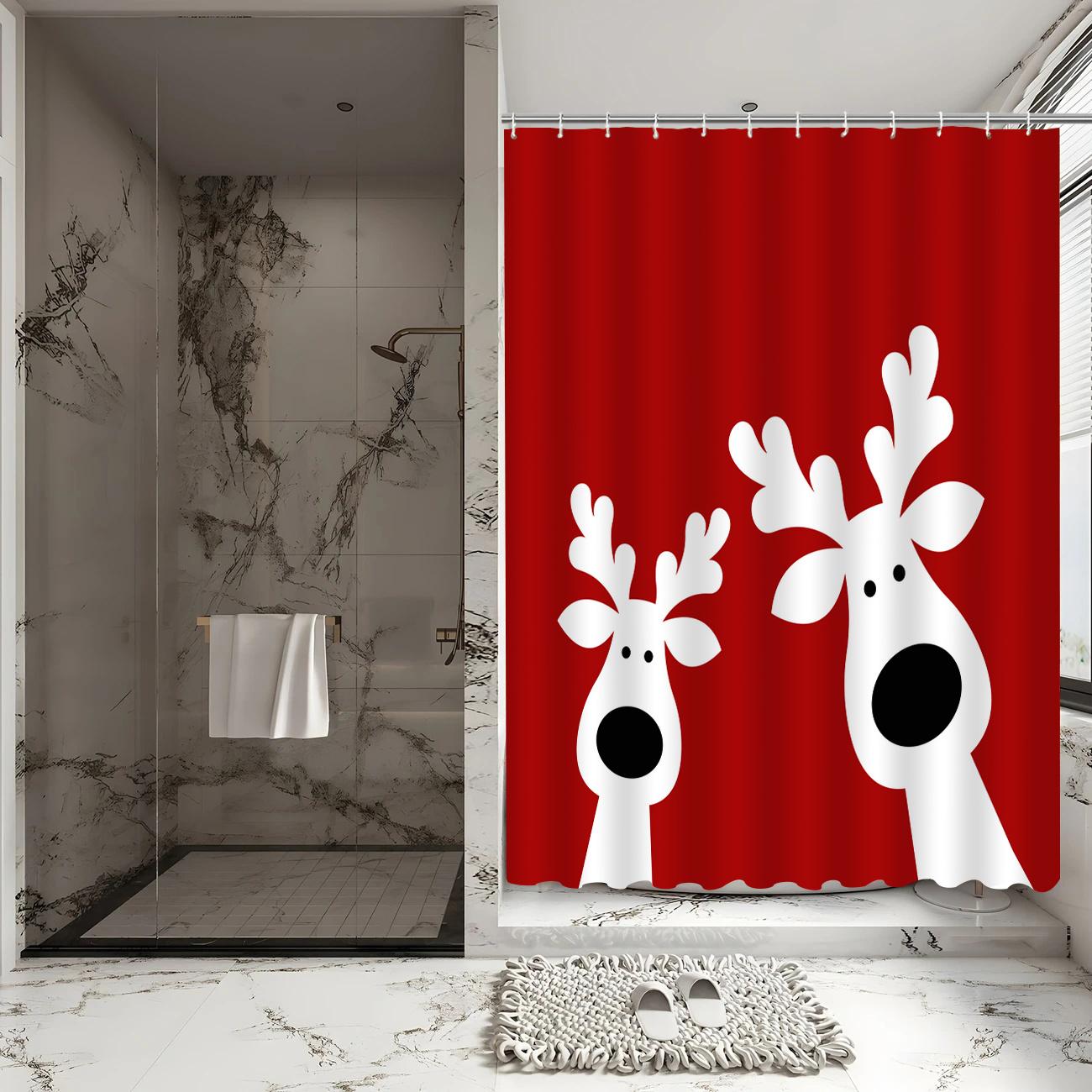 1Pc Festive Reindeer & Snowflake Shower Curtain - Red Polyester, Washable, Ideal For Christmas & Holiday Bathroom Decor W60H190(CM)-1 Pcs
1Pc Festive Reindeer & Snowflake Shower Curtain - Red Polyester, Washable, Ideal For Christmas & Holiday Bathroom Decor W60H190(CM)-1 Pcs