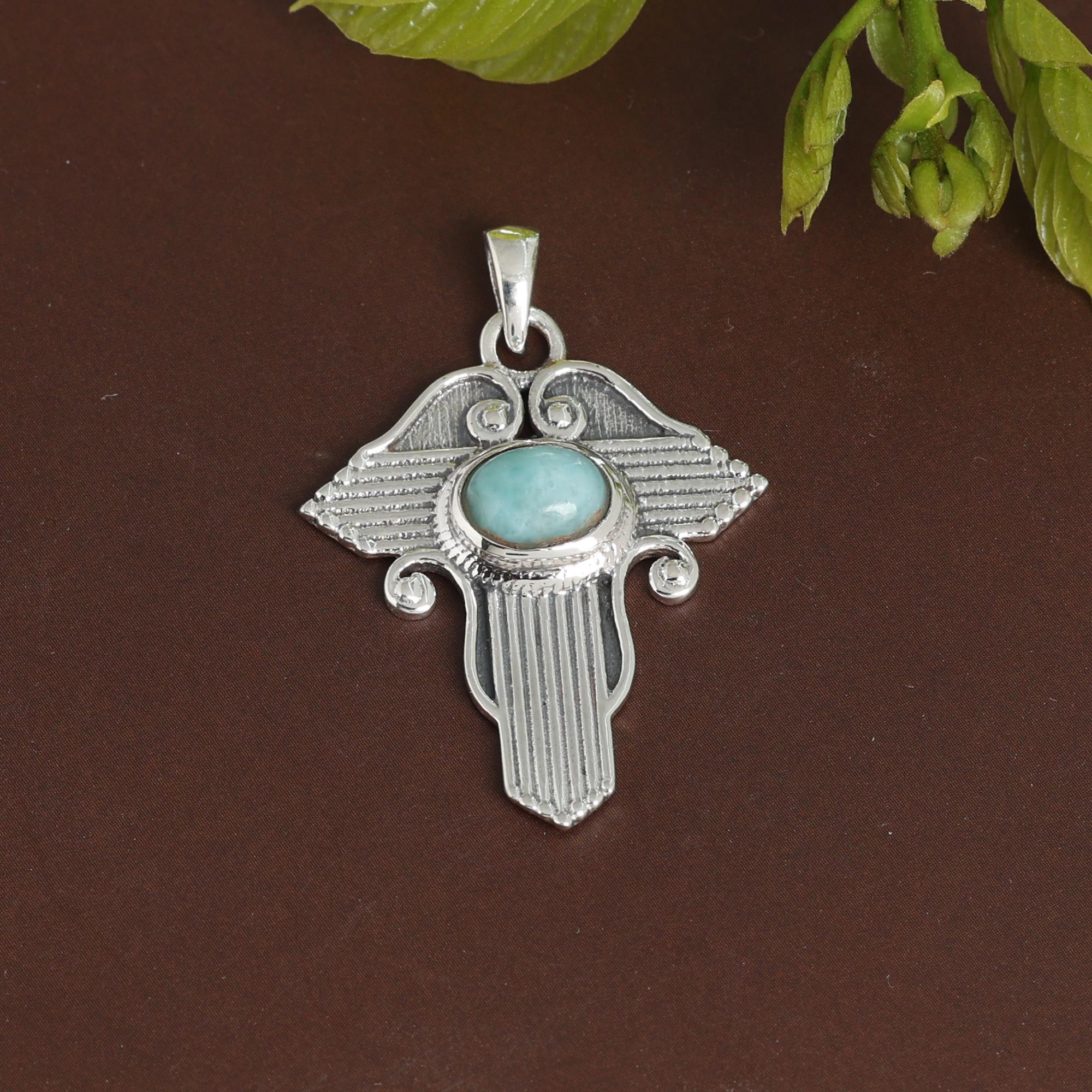 Larimar Silver Cross Pendant, 925 Sterling Silver Handmade Jewelry, Unisex Pendant, Spiritual Jewelry ap7121
Larimar Silver Cross Pendant, 925 Sterling Silver Handmade Jewelry, Unisex Pendant, Spiritual Jewelry ap7121