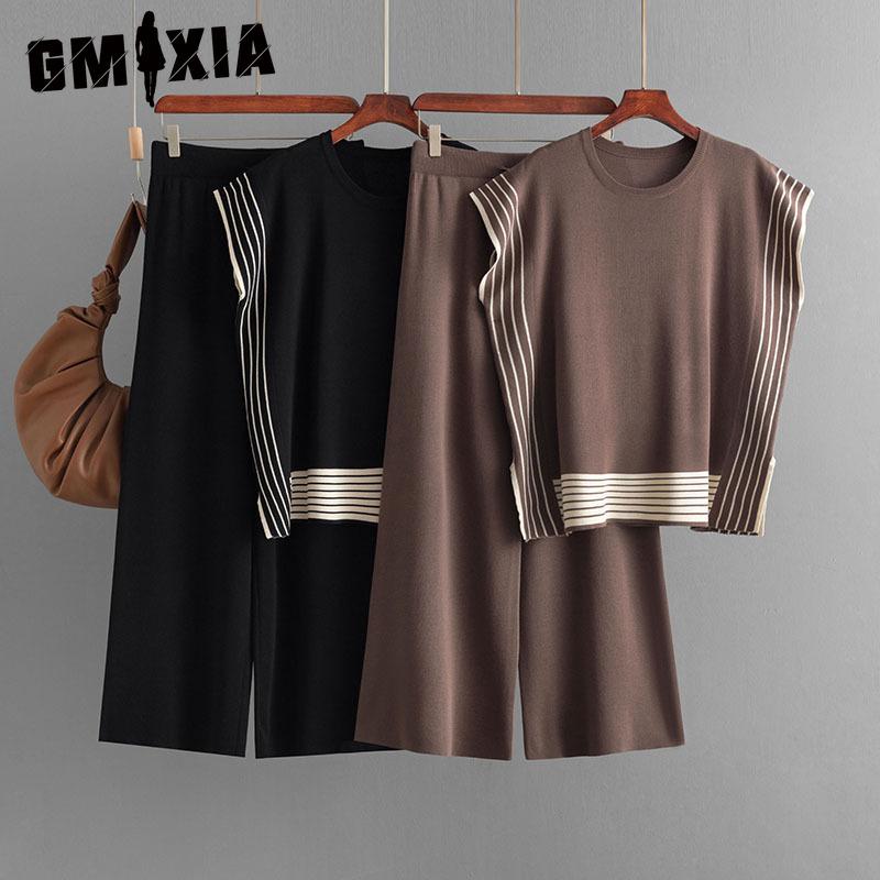 GMXIA Fashion Set: Women s Striped Patchwork Round-neck Loose Knitted Sweater, Two-piece High-waisted Straight-leg Wide-leg Pants One Size чёрный
GMXIA Fashion Set: Women s Striped Patchwork Round-neck Loose Knitted Sweater, Two-piece High-waisted Straight-leg Wide-leg Pants One Size чёрный