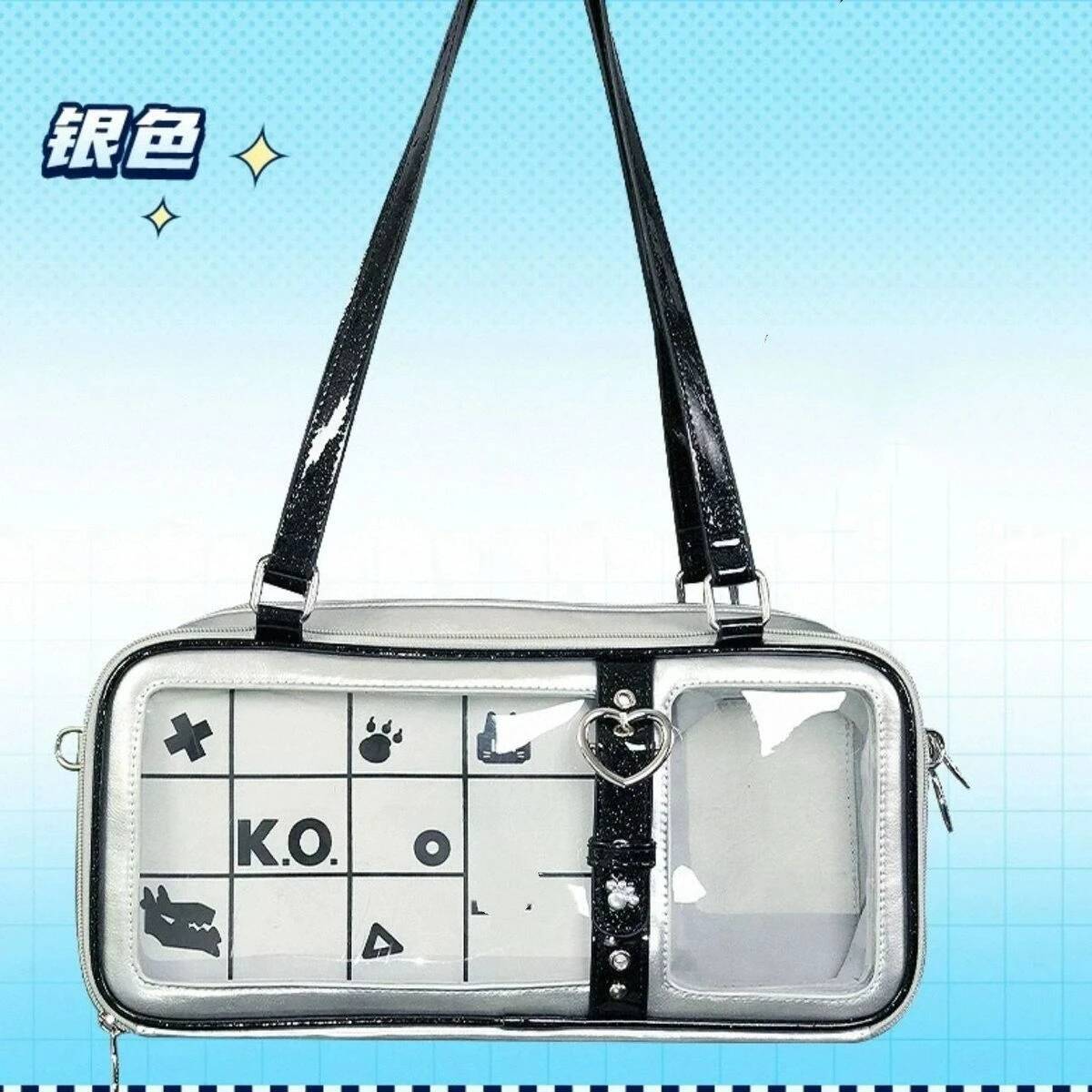 Y2K New Original Design Ita Bag Fashion Women Shoulder Bag Sweet Girl Transparent Cosplay Handbag DIY Badge Display Underarm Bag 36x16x8cm срібний
Y2K New Original Design Ita Bag Fashion Women Shoulder Bag Sweet Girl Transparent Cosplay Handbag DIY Badge Display Underarm Bag 36x16x8cm срібний