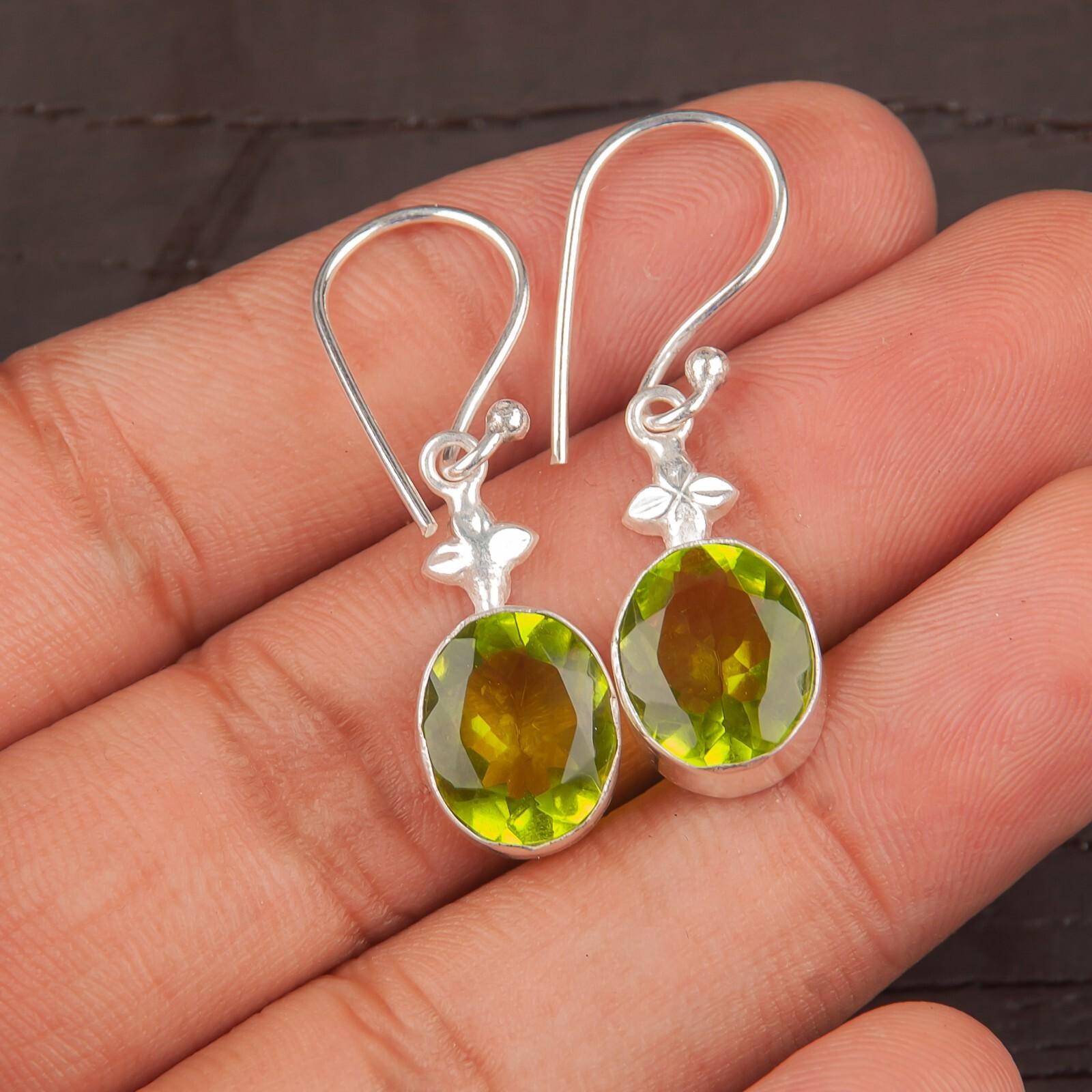 Natural Peridot Gemstone 925 Sterling Silver Stylish Jewelry Earrings For Wife EE-6-6
Natural Peridot Gemstone 925 Sterling Silver Stylish Jewelry Earrings For Wife EE-6-6