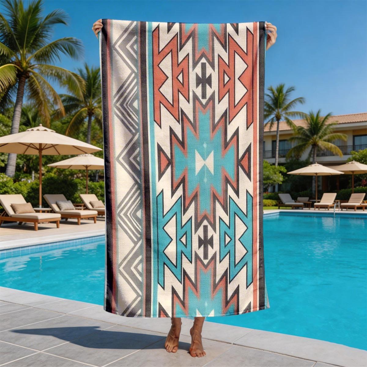 Geometric totem mosaic pattern polyester microfiber beach towel is highly absorbent, suitable for swimming and beach outings W40*H60(CM)
Geometric totem mosaic pattern polyester microfiber beach towel is highly absorbent, suitable for swimming and beach outings W40*H60(CM)