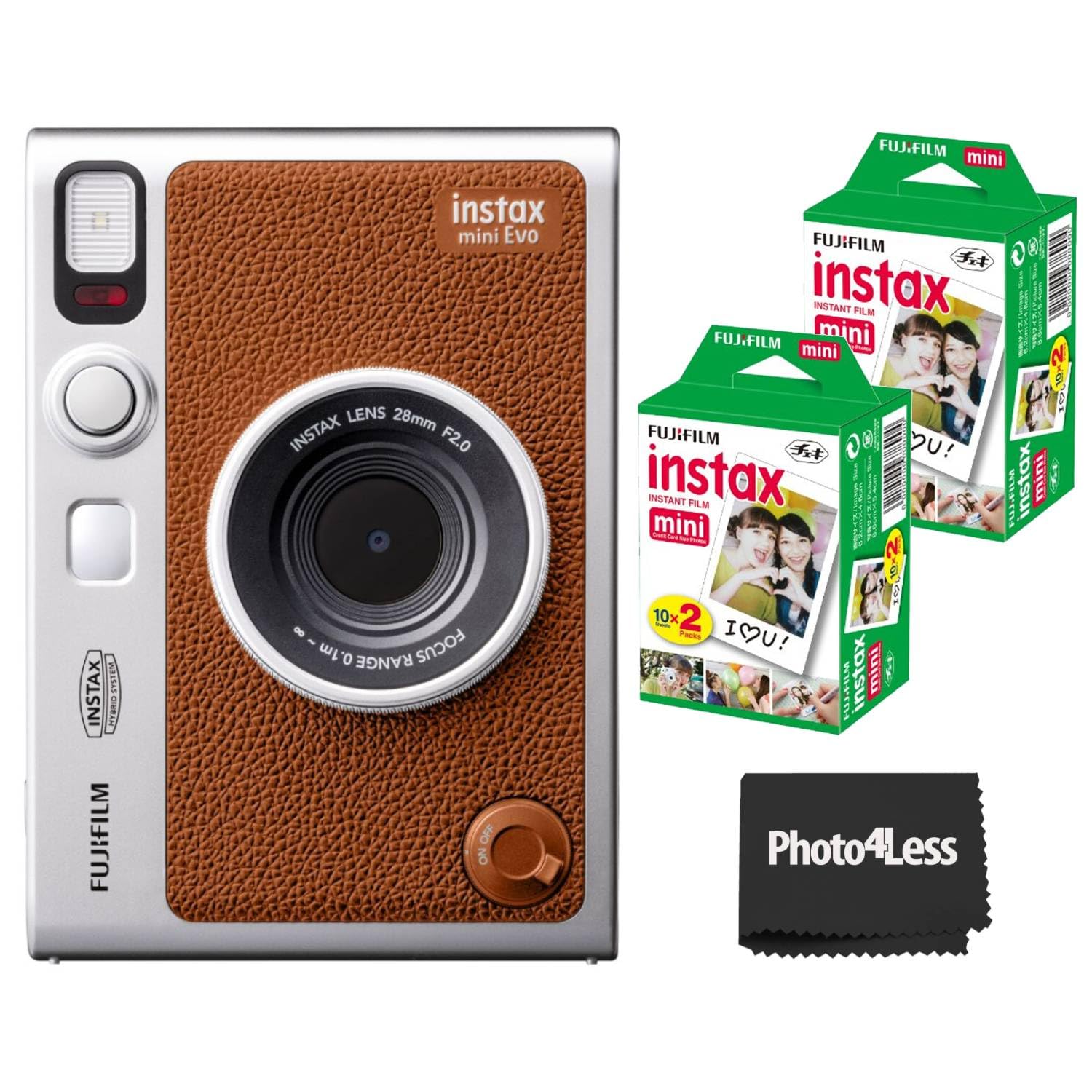 Fujifilm Instax Mini EVO Hybrid Brown Instant Camera + Fuji Mini Twin Pack Instant Film (40 sheets) - Bundle
Fujifilm Instax Mini EVO Hybrid Brown Instant Camera + Fuji Mini Twin Pack Instant Film (40 sheets) - Bundle