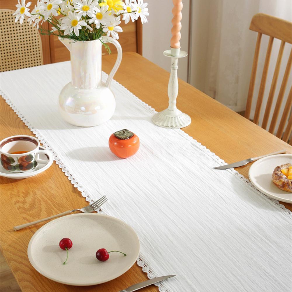 Lace Edging Table Runner Cotton Table Decor Vintage Beige Table Runner Home Decor 35x140cm-A
Lace Edging Table Runner Cotton Table Decor Vintage Beige Table Runner Home Decor 35x140cm-A