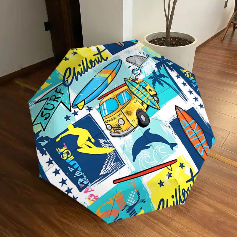 Surf Chillout Van with Surfboard - Auto Open Close Umbrella, Portable Folding Design, 8-Rib Iron Frame, Outdoor Umbrella, Festival Gift for
Surf Chillout Van with Surfboard - Auto Open Close Umbrella, Portable Folding Design, 8-Rib Iron Frame, Outdoor Umbrella, Festival Gift for