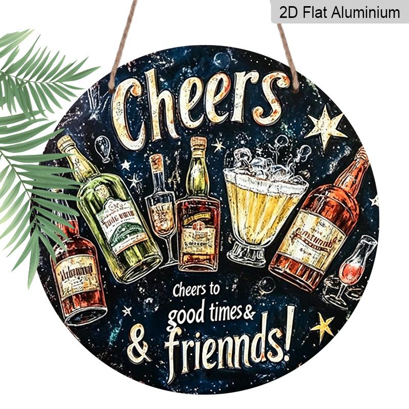 2D Flat, 1pc Vintage Metal Aluminum Sign Cheers to Good Times & Friends - Round Wall Art with Bottles & Glasses Design, Aluminum Frameless Decor 7.87×7.87inch
2D Flat, 1pc Vintage Metal Aluminum Sign Cheers to Good Times & Friends - Round Wall Art with Bottles & Glasses Design, Aluminum Frameless Decor 7.87×7.87inch