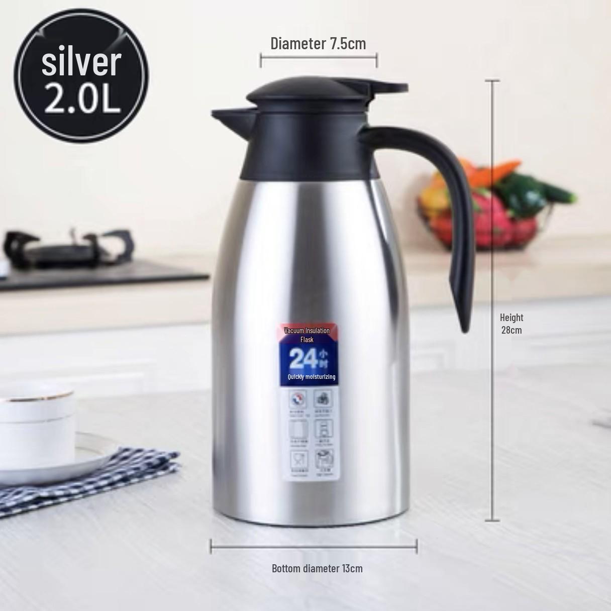 2.0 л Двухслойный Вакуумный Изолированный Чайник для Кофе из Нержавеющей Стали 304 - Термос Пищевого Качества в Подарок 2.0L Insulated