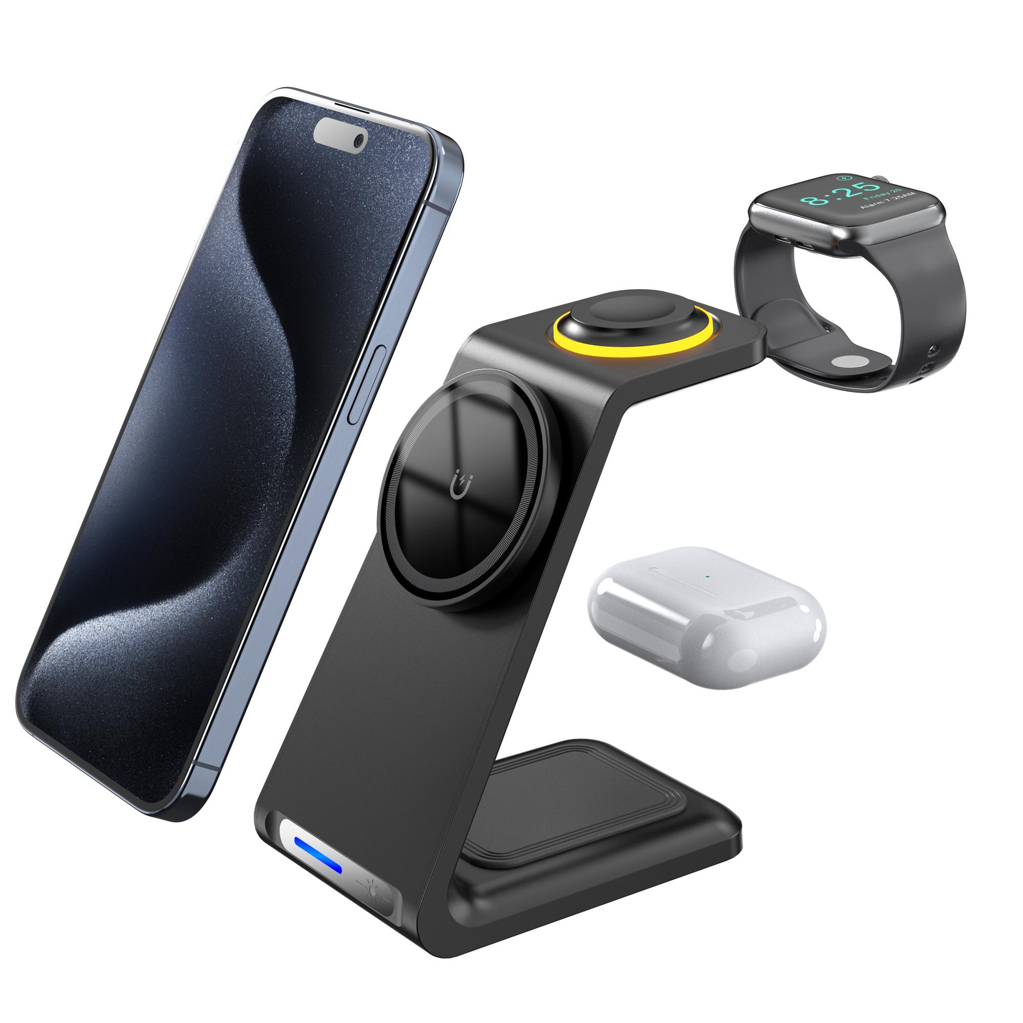 HT-546 15W Magnetic Wireless Charger Desktop Stand with Night Light for Phone/Earbuds/Watch Black
HT-546 15W Magnetic Wireless Charger Desktop Stand with Night Light for Phone/Earbuds/Watch Black