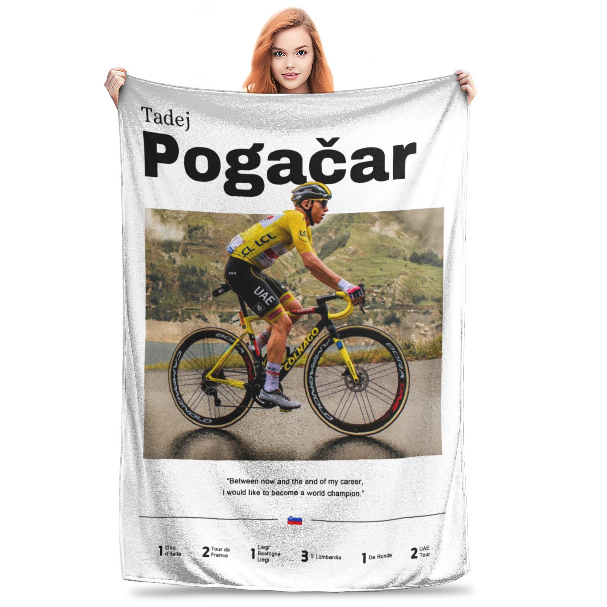 POGI Tadej Pogacar Blanket Multiple Sizes Warm Cozy Fluffy 2024 Tour de France Cycling Champion Throw Blankets 130x150cm
POGI Tadej Pogacar Blanket Multiple Sizes Warm Cozy Fluffy 2024 Tour de France Cycling Champion Throw Blankets 130x150cm