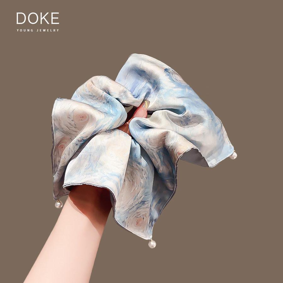 Vintage Style Satin Hair Scrunchie, Elastic Ponytail Holder with Bead Accent
Vintage Style Satin Hair Scrunchie, Elastic Ponytail Holder with Bead Accent