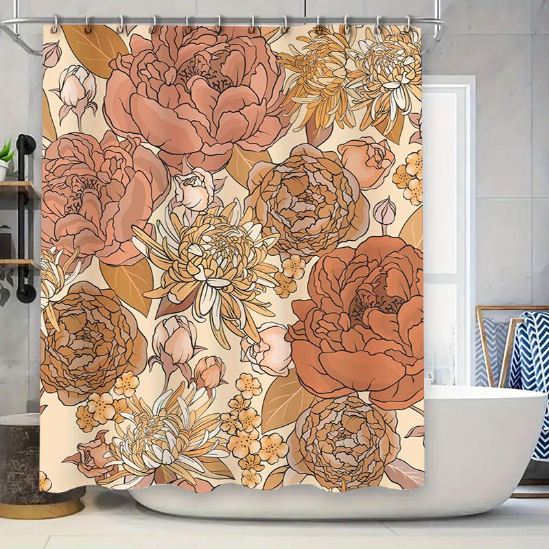 Vintage Floral Shower Curtain Peach, Brown Beige Design For Bathroom Decor Modern Home Accessories Size69X70 (L X W) W60H190(CM)-1 Pcs
Vintage Floral Shower Curtain Peach, Brown Beige Design For Bathroom Decor Modern Home Accessories Size69X70 (L X W) W60H190(CM)-1 Pcs