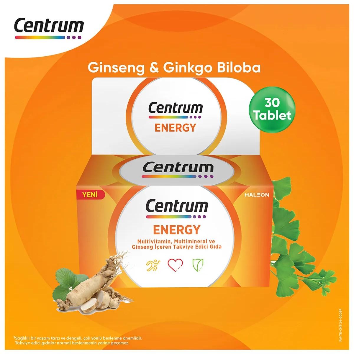 Centrum Energy - Полівітаміни та мультимінеральні добавки з женьшенем і гінкго білоба, 30 таблеток
Centrum Energy - Полівітаміни та мультимінеральні добавки з женьшенем і гінкго білоба, 30 таблеток