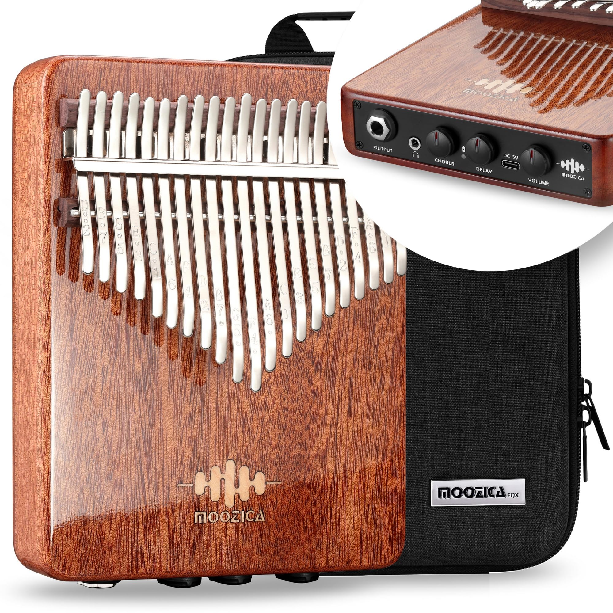 MOOZICA 21 Key Kalimba EQX Series Высокопроизводительный пьезоэлектрический звукосниматель Профессиональный эквалайзер Kalimba с эффектом хоруса и эффектом задержки Высокая плотность
MOOZICA 21 Key Kalimba EQX Series Высокопроизводительный пьезоэлектрический звукосниматель Профессиональный эквалайзер Kalimba с эффектом хоруса и эффектом задержки Высокая плотность