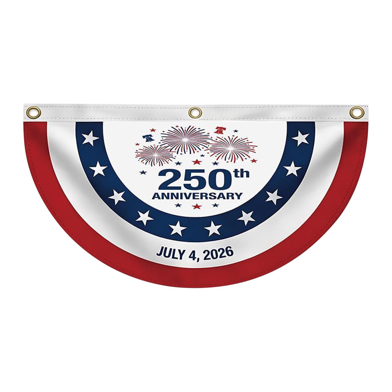 250th Years Commemorative Fan Shaped Banner 45x90cm Durable Outdoor Decoration with Grommets for Hanging Suitable for Celebratory Events One Size
250th Years Commemorative Fan Shaped Banner 45x90cm Durable Outdoor Decoration with Grommets for Hanging Suitable for Celebratory Events One Size