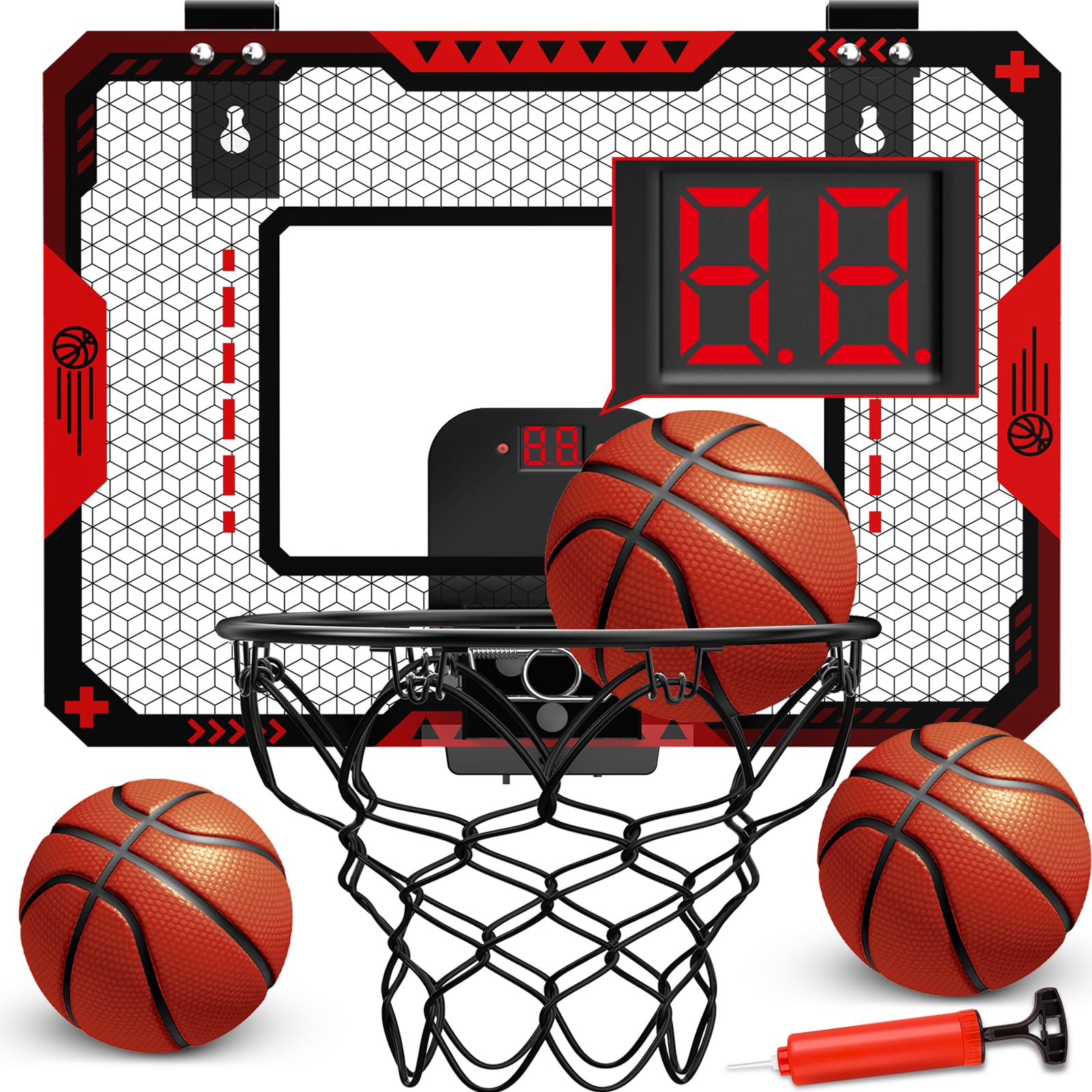 Kids Indoor Basketball Hoop with Electronic Scoreboard, Mini Over-the-Door Basketball Hoop with 3 Balls, Basketball Sports Toy for Boys Ages 6-8,
Kids Indoor Basketball Hoop with Electronic Scoreboard, Mini Over-the-Door Basketball Hoop with 3 Balls, Basketball Sports Toy for Boys Ages 6-8,