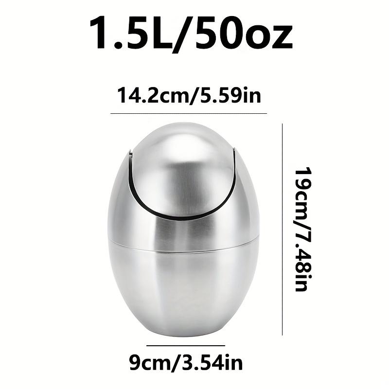 Мини-мусорное ведро из нержавеющей стали объемом 1,5 л в форме яйца с откидной крышкой Прочное, элегантное настольное мусорное ведро для прикроватной тумбочки, обеденного стола, офиса и многого другого, Sanding-50.72oz
Мини-мусорное ведро из нержавеющей стали объемом 1,5 л в форме яйца с откидной крышкой Прочное, элегантное настольное мусорное ведро для прикроватной тумбочки, обеденного стола, офиса и многого другого, Sanding-50.72oz