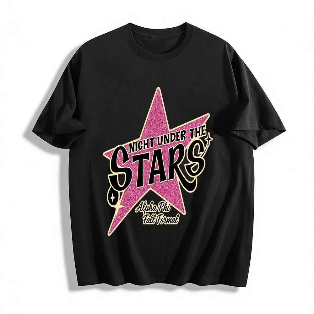 Alpha Phi Fall Formal Night Under The Stars Graphic Tee Sorority Themed Party Top Pure cotton T-shirt XXS
Alpha Phi Fall Formal Night Under The Stars Graphic Tee Sorority Themed Party Top Pure cotton T-shirt XXS
