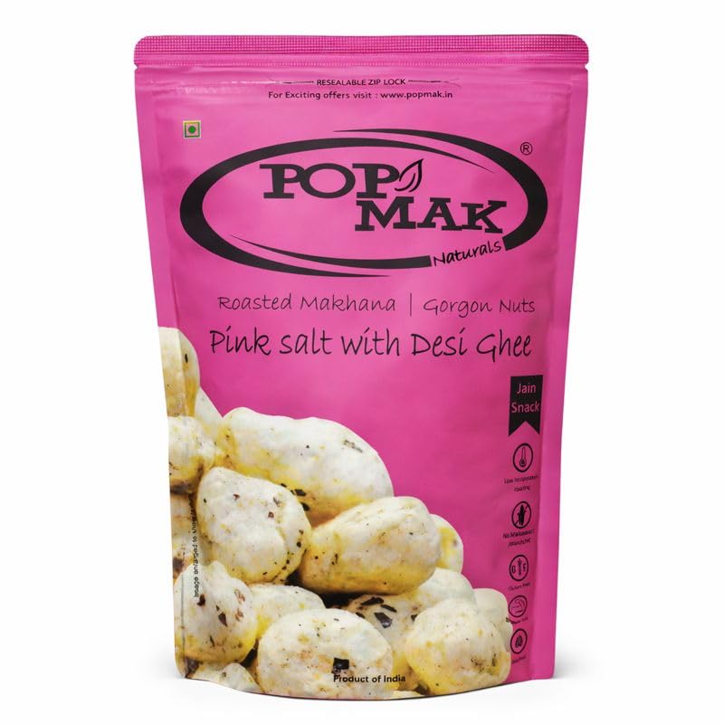 Popmak Makhana (Pink Salt with Desi Ghee, 55g) | Roasted Makhana | Gorgon Nuts | Fox Nuts for Healthy Snacking | Blended with desi ghee and pink
Popmak Makhana (Pink Salt with Desi Ghee, 55g) | Roasted Makhana | Gorgon Nuts | Fox Nuts for Healthy Snacking | Blended with desi ghee and pink