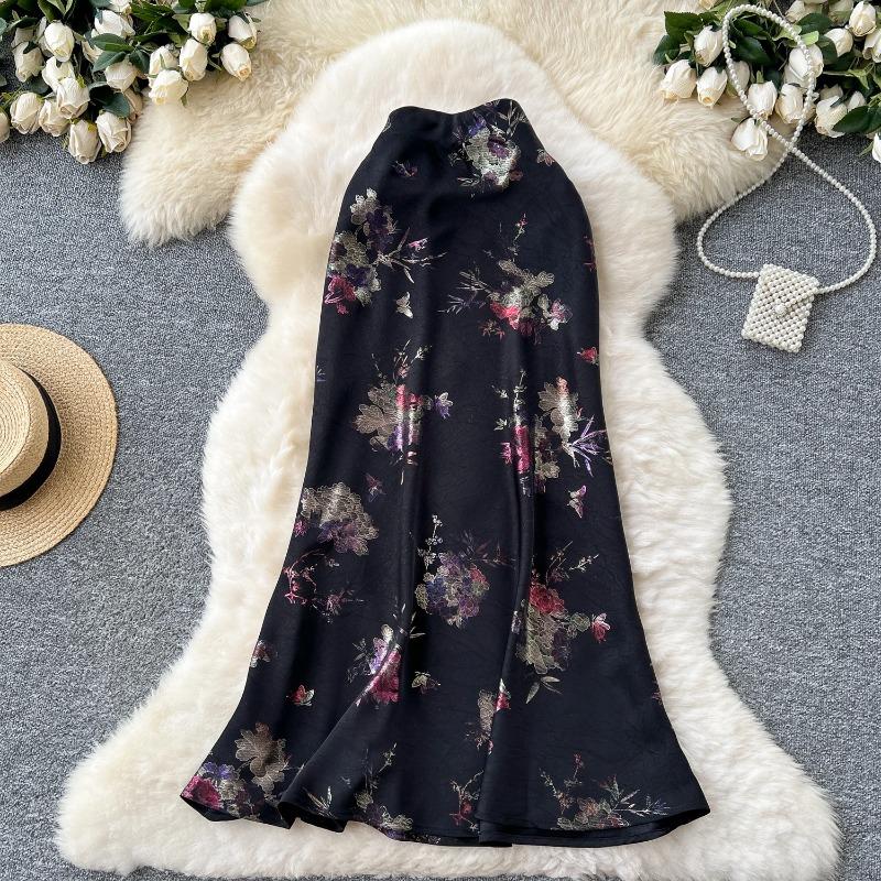 Women Long Skirt Floral Gold Stamping Zipper Design Summer France Elegant Vintage Basics Satin A Line Skirt XS чорний
Women Long Skirt Floral Gold Stamping Zipper Design Summer France Elegant Vintage Basics Satin A Line Skirt XS чорний