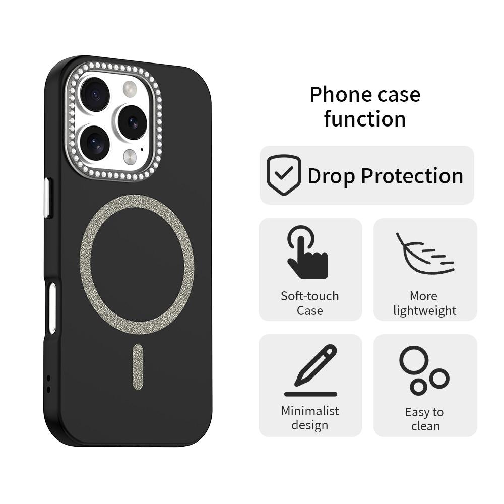 For iPhone 16 Pro Case Compatible with MagSafe TPU+PET Phone Cover with Rhinestone Decor Lens Frame Purple
For iPhone 16 Pro Case Compatible with MagSafe TPU+PET Phone Cover with Rhinestone Decor Lens Frame Purple