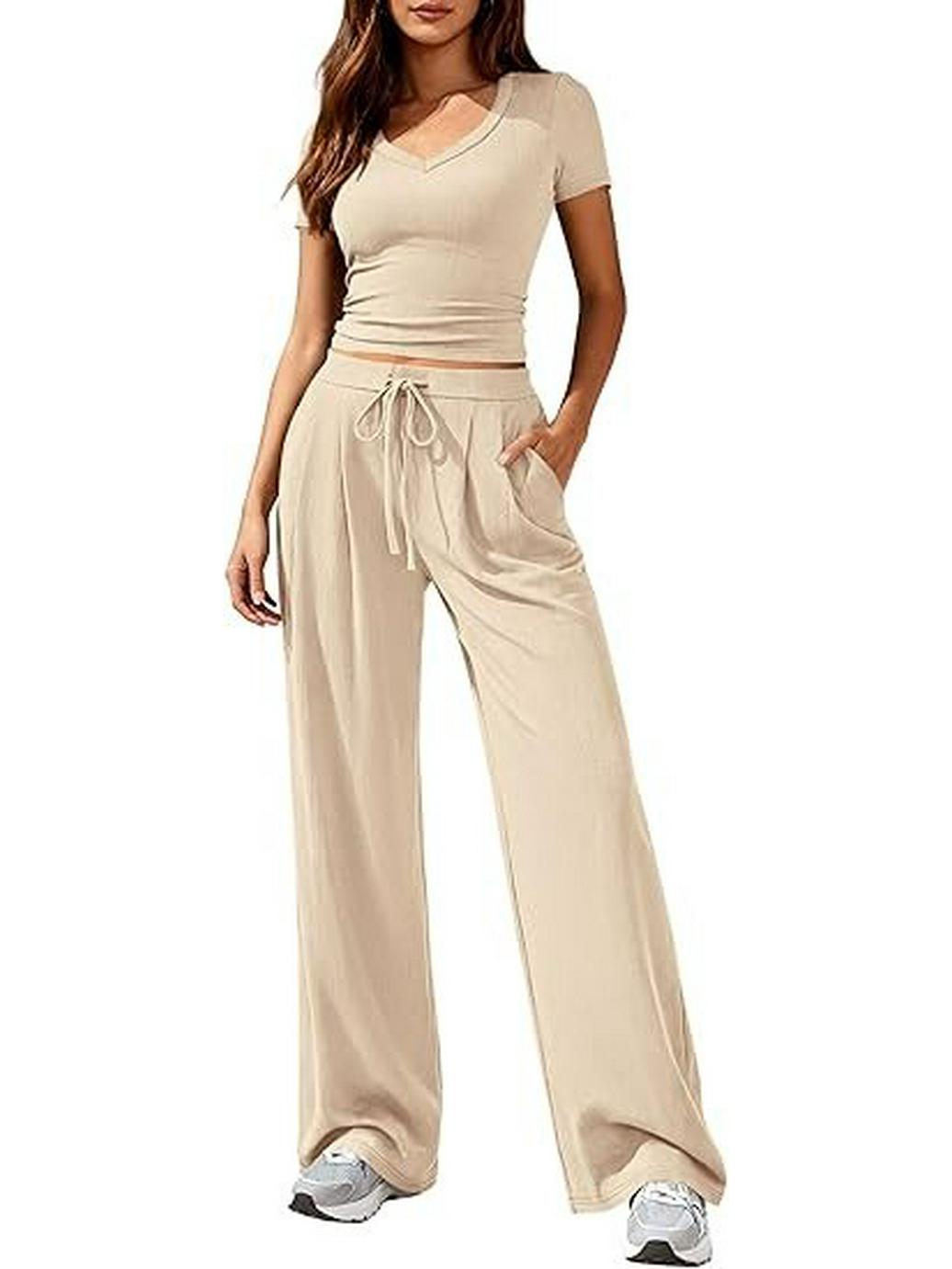 Solid Color Casual Set: Pleated Short Sleeve Top & High Waist Wide Leg Pants 2XL абрикосовый
Solid Color Casual Set: Pleated Short Sleeve Top & High Waist Wide Leg Pants 2XL абрикосовый