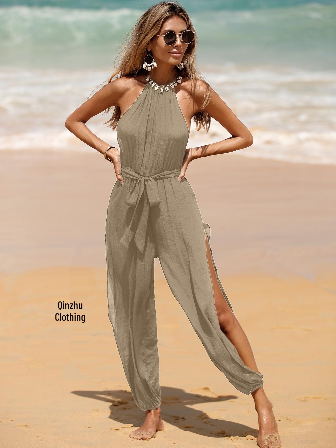 Женская универсальная пляжная накидка без рукавов с завязками и боковым разрезом - Приталенная однотонная защита от солнца Extra Large хаки
Женская универсальная пляжная накидка без рукавов с завязками и боковым разрезом - Приталенная однотонная защита от солнца Extra Large хаки