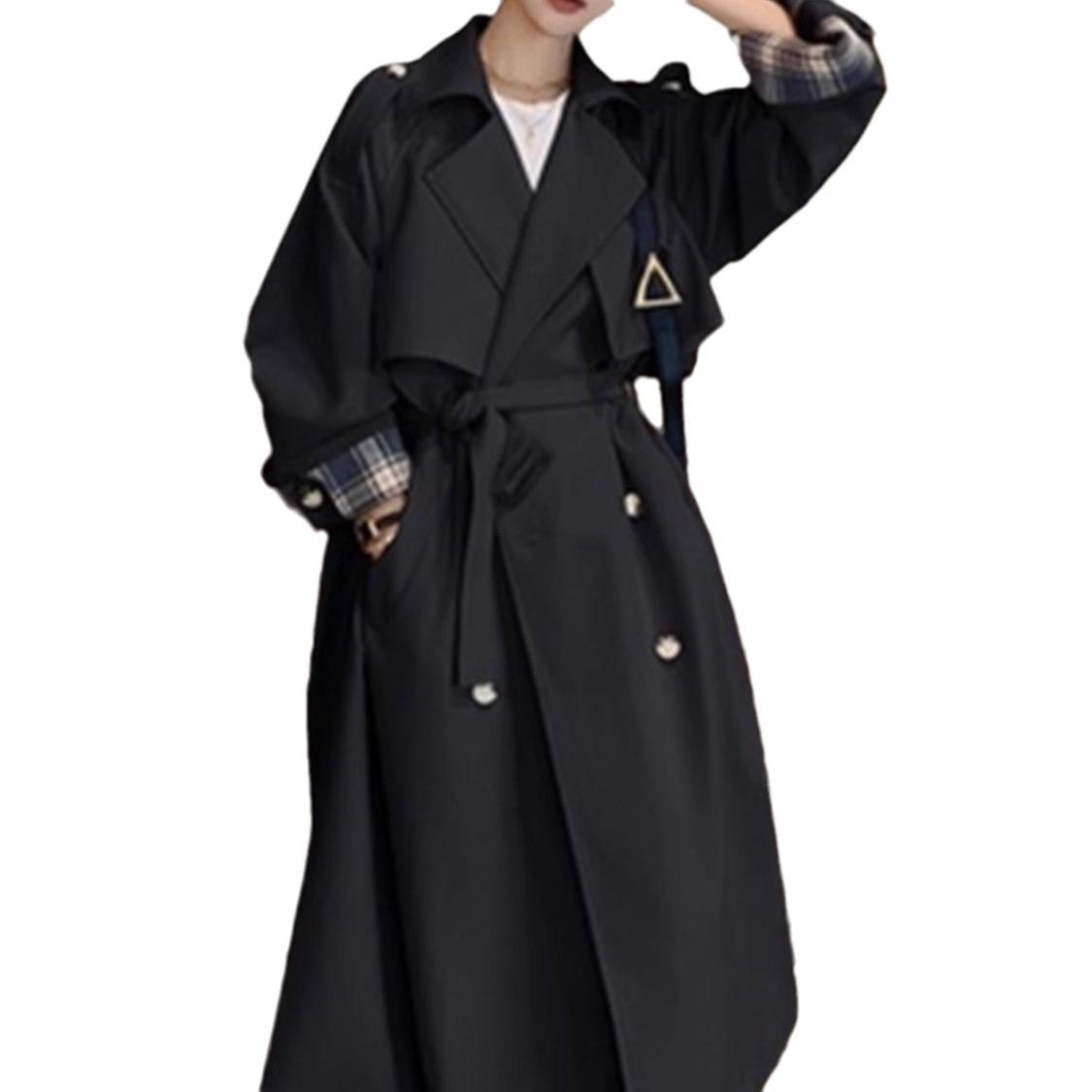 Пальто женское весна и осень новое большое свободное и тонкое пальто на шнуровке XL