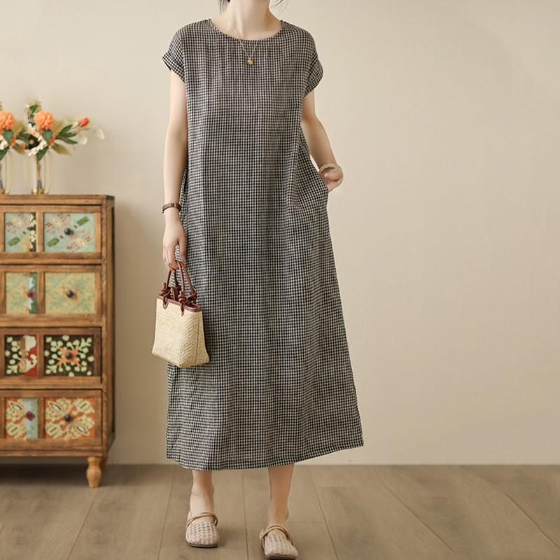 Хлопковое винтажное платье в клетку с коротким рукавом большого размера, новинка, повседневное свободное длинное летнее платье для женщин XXL
Хлопковое винтажное платье в клетку с коротким рукавом большого размера, новинка, повседневное свободное длинное летнее платье для женщин XXL