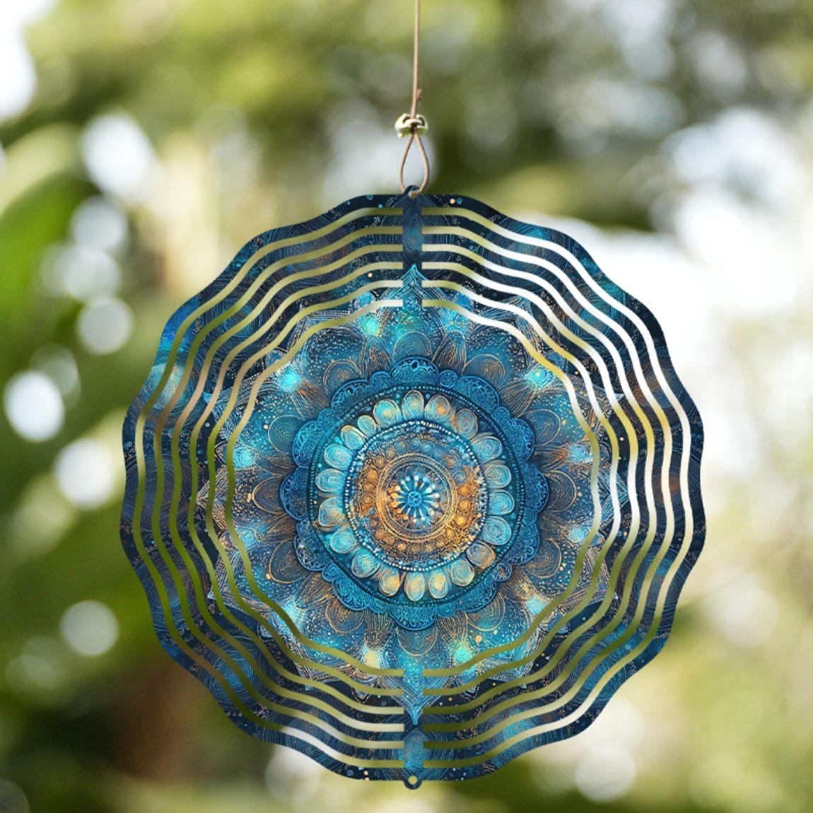 Bohemian Wind Spinner Outdoor Decor 10 Inch Hanging Garden Ornament with 360 Swivel Hook Blue Teal Gold Metal All Season Gift 01A
Bohemian Wind Spinner Outdoor Decor 10 Inch Hanging Garden Ornament with 360 Swivel Hook Blue Teal Gold Metal All Season Gift 01A