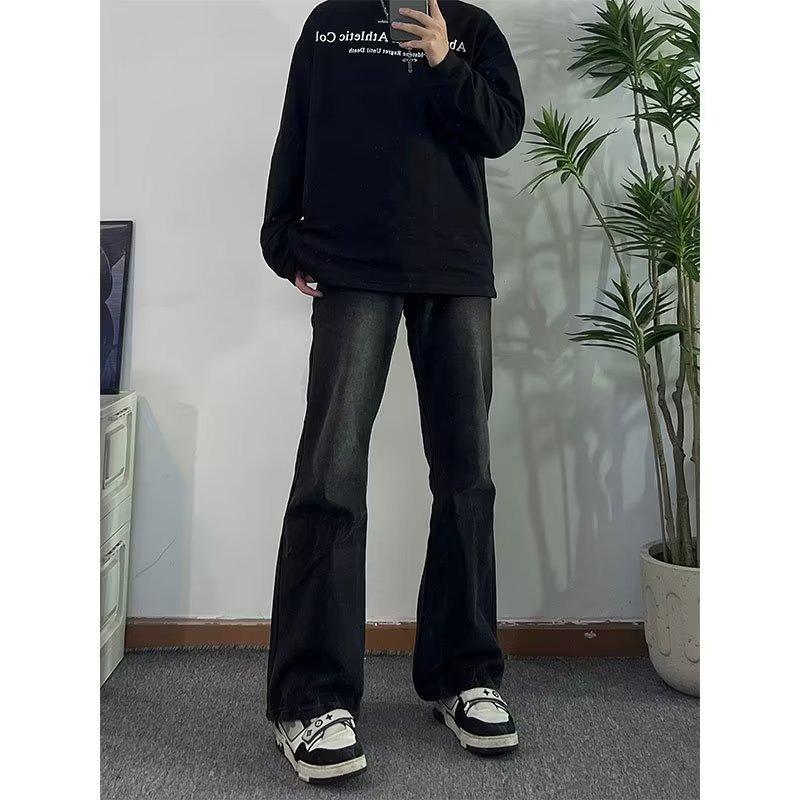 Черные джинсы микро-клеш зауженного кроя для мужчин - винтажная стирка, прямой крой, уличный стиль M чёрный
Черные джинсы микро-клеш зауженного кроя для мужчин - винтажная стирка, прямой крой, уличный стиль M чёрный