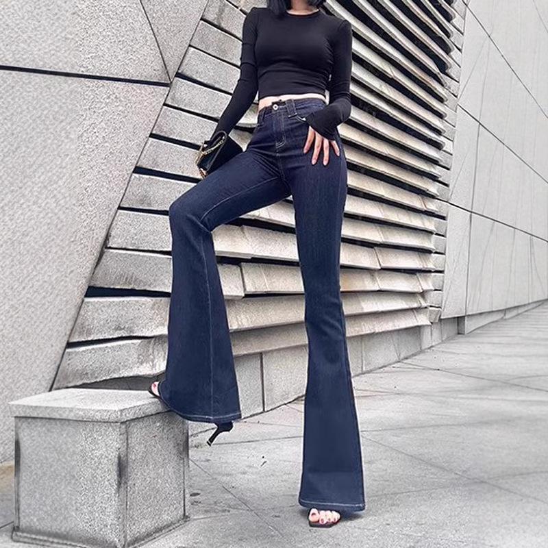 Women s Retro Dark Blue Slim Fit Micro-Flared Jeans: High Elasticity Floor-Length Petite Trousers S темно-синього кольору
Women s Retro Dark Blue Slim Fit Micro-Flared Jeans: High Elasticity Floor-Length Petite Trousers S темно-синього кольору