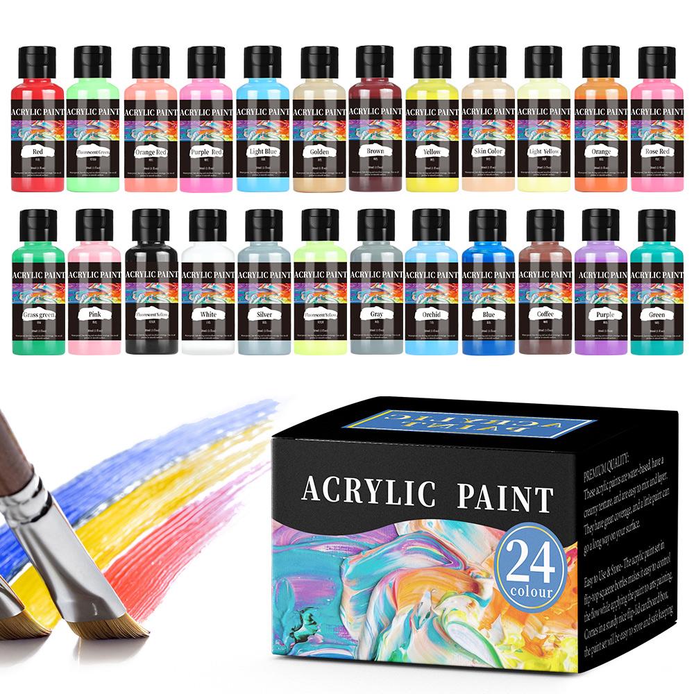 24 Colors/Set Acrylic Paint Colors Bottled Acrylic Paint Set Paint For Fabric Clothing Painting Rich For Leather DIY Pigment
24 Colors/Set Acrylic Paint Colors Bottled Acrylic Paint Set Paint For Fabric Clothing Painting Rich For Leather DIY Pigment