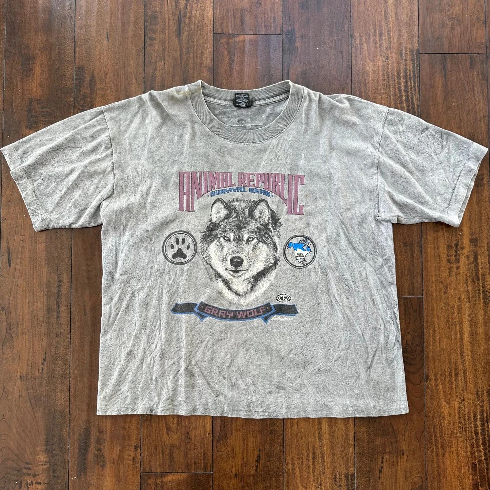 Wolf Vintage T Shirt Gray Crop 90s Single Stitch Animal Republic Lost Rap Music XL
Wolf Vintage T Shirt Gray Crop 90s Single Stitch Animal Republic Lost Rap Music XL