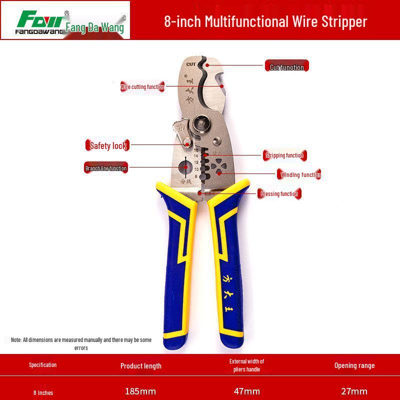 Wire Stripper Crimper Pliers Multi-function Electrician Tool with Needle-Nose for Peeling and Cutting
Wire Stripper Crimper Pliers Multi-function Electrician Tool with Needle-Nose for Peeling and Cutting