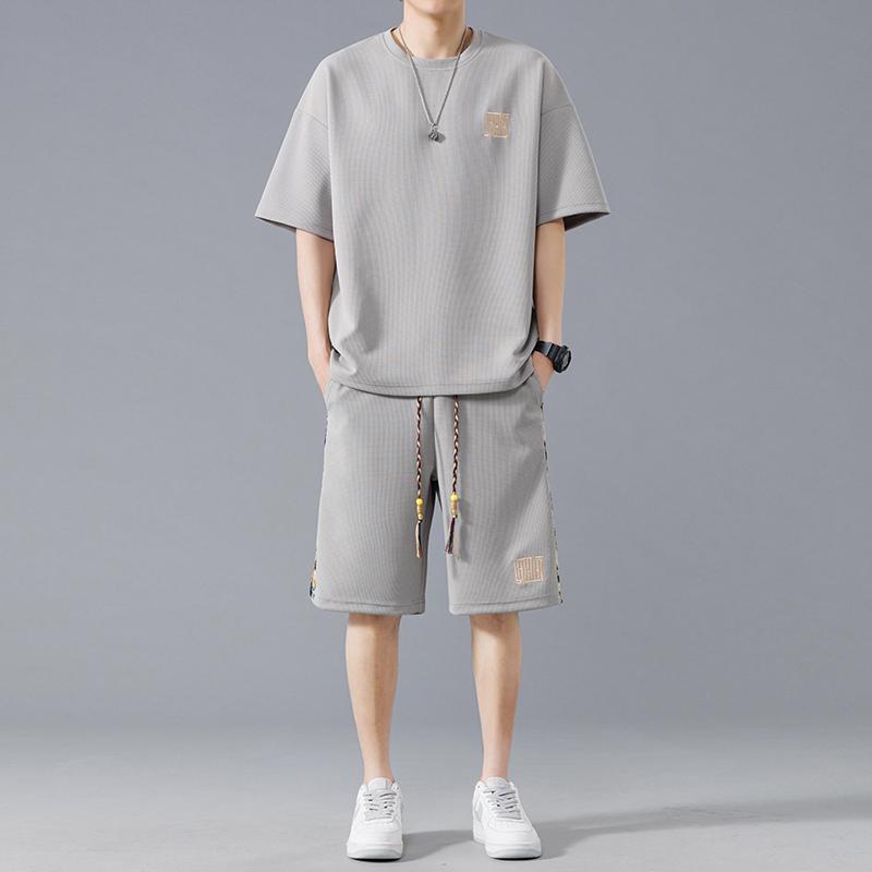 Men s Waffle Knit 2-Piece Tracksuit Contrast Panel Drawstring Short Sleeve and Shorts Set 7XL сірий
Men s Waffle Knit 2-Piece Tracksuit Contrast Panel Drawstring Short Sleeve and Shorts Set 7XL сірий
