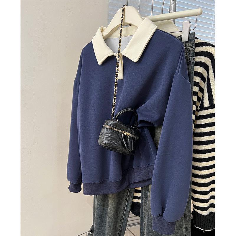 Women s Retro Color Block Polo Sweatshirt - Spring/Autumn 2025 Trendy Loose Long Sleeve Top M (Recommended for 50kg and below)
Women s Retro Color Block Polo Sweatshirt - Spring/Autumn 2025 Trendy Loose Long Sleeve Top M (Recommended for 50kg and below)