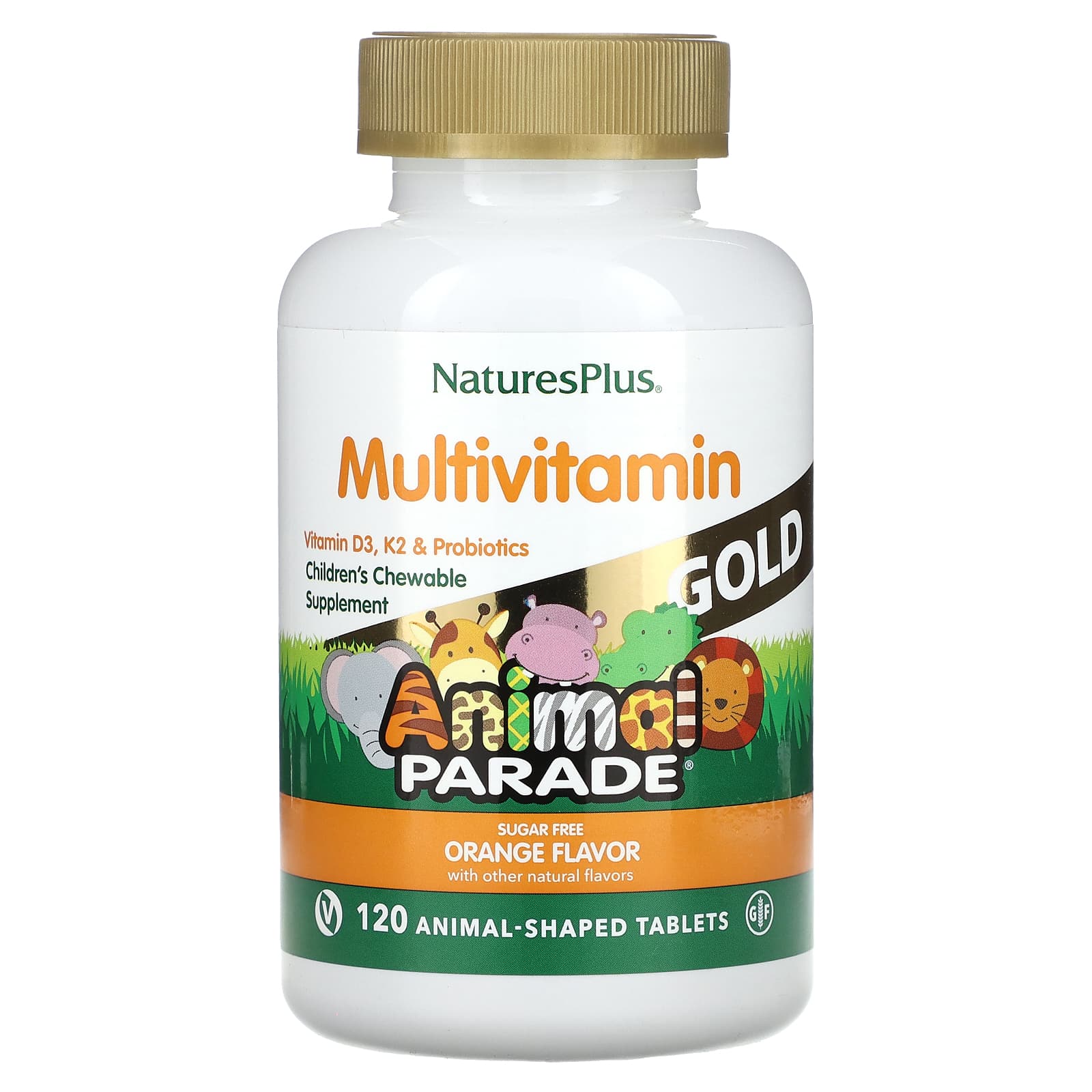 NaturesPlus, Animal Parade Gold, Children s Multivitamin, Orange, Sugar Free, 120 Animal-Shaped Tablets
NaturesPlus, Animal Parade Gold, Children s Multivitamin, Orange, Sugar Free, 120 Animal-Shaped Tablets