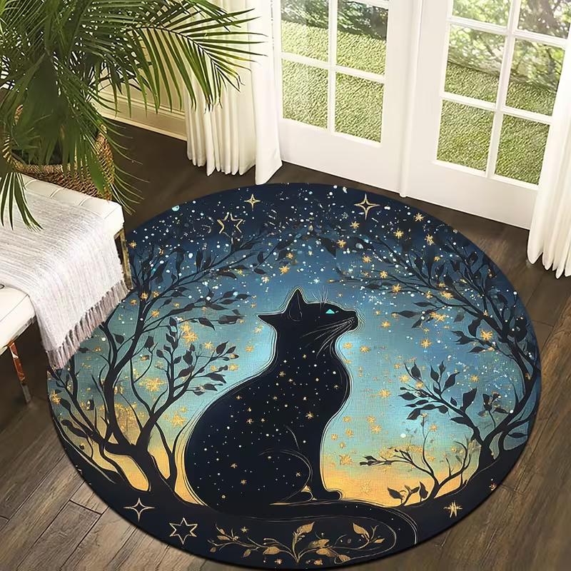 Japanese Illustration Style Black Cat Wave Round Rug Traditional Ethnic Cat Floral Print Carpet Soft Non-Slip Circular Rug 80cm x 80cm
Japanese Illustration Style Black Cat Wave Round Rug Traditional Ethnic Cat Floral Print Carpet Soft Non-Slip Circular Rug 80cm x 80cm