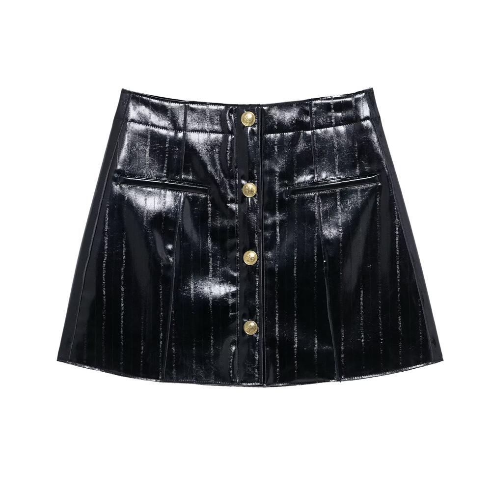 2025 Spring Women s Slim Fit A-Line High Waist Shiny Faux Leather Single-Breasted Decorative Short Skirt L чёрный
2025 Spring Women s Slim Fit A-Line High Waist Shiny Faux Leather Single-Breasted Decorative Short Skirt L чёрный