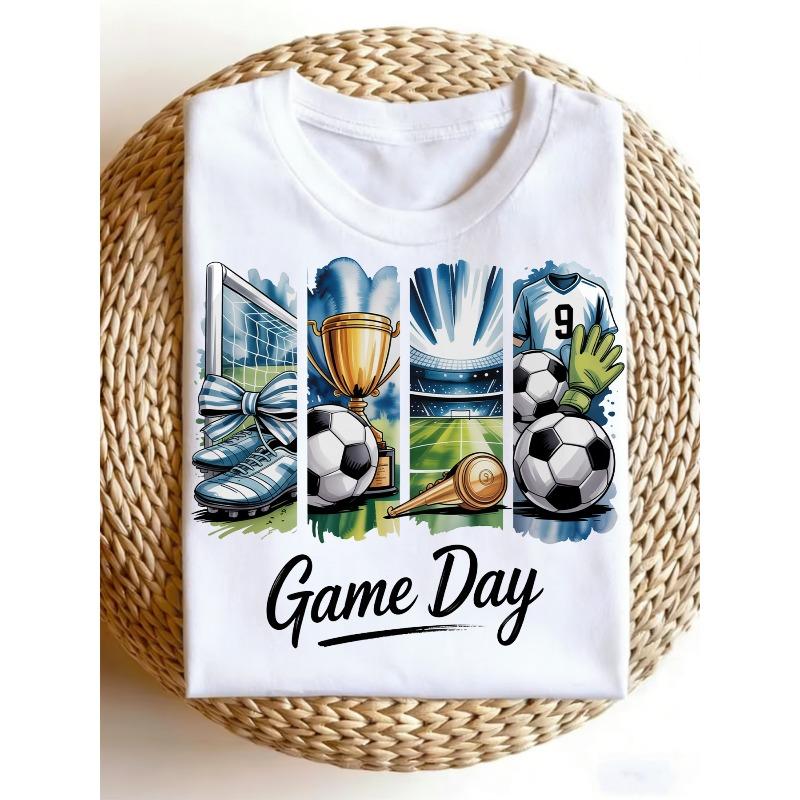 European sizes Soccer Sport Style Men s T-Shirt Game Day Theme Football Equipment And Stadium Design S белый
European sizes Soccer Sport Style Men s T-Shirt Game Day Theme Football Equipment And Stadium Design S белый